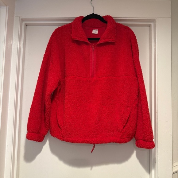No Boundaries Sweaters - No Boundaries Red Sherpa Fleece Half-Zip Pullover — Size L